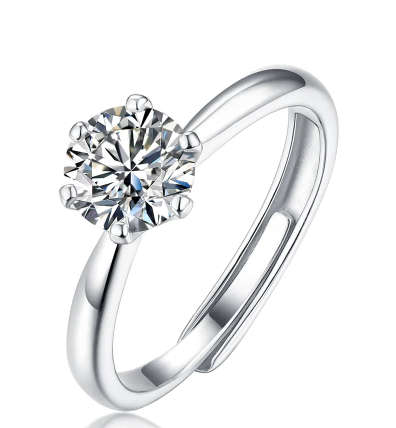 Elegantly enchanting 1carat Moissanite Diamond Solitaire on 925 Sterling Silver adjustable Ring