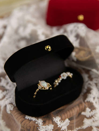 Black Oval Shaped Ring Storage Box