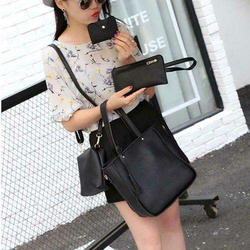 4pcs/set Women Leather Handbag Ladies Shoulder Tote Purse Satchel Messenger Bags