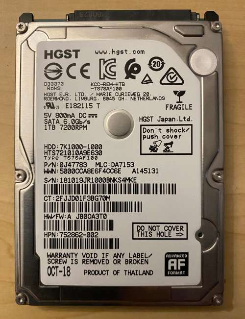 HGST 1TB 2.5` HDD
