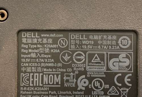 Dell WD19 USB-C Dock with 180W AC Adapter