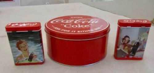 Coca Cola, Coke Round Tin and 2 x Cigarette Cases