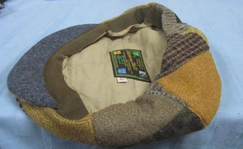 Mens Cap - Hanna Hats of Donegal, Ireland : Vinatge Patchwork Tweed : Size L