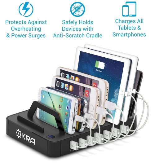 Okra 7-Port Hub USB Desktop Universal Charging Station.