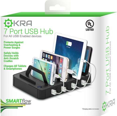 Okra 7-Port Hub USB Desktop Universal Charging Station.
