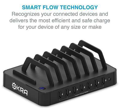 Okra 7-Port Hub USB Desktop Universal Charging Station.