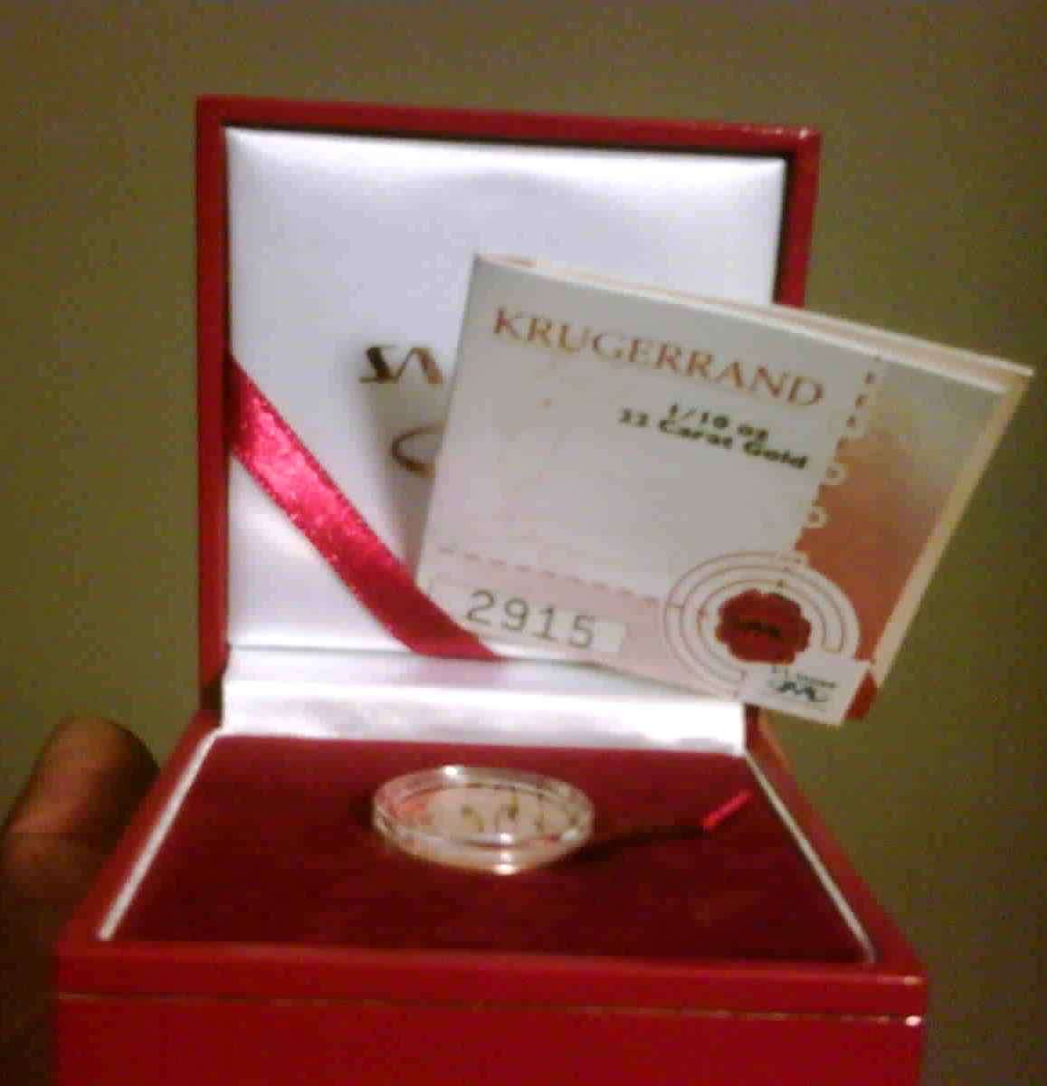 Not often seen. Kruger Rand 1/10th Gold. 110th Year Anniversary. A Beauty!!!