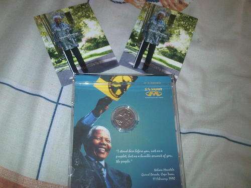 SPECIAL***Nelson Mandela 2000 Circulated R5 in CD, with Mandela Stamps***