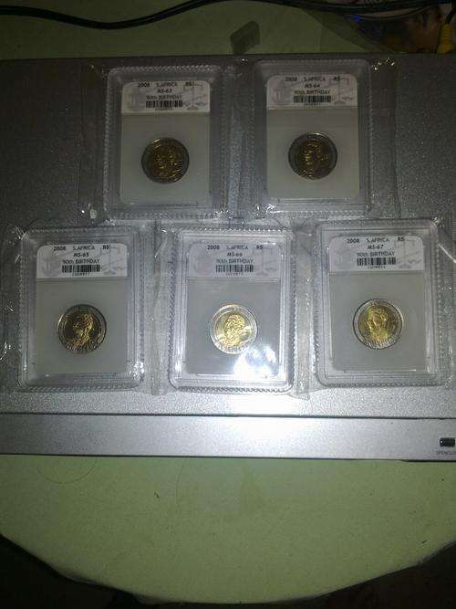 !!!MS63,MS64,MS65,MS66,MS67 MANDELA SAGCS 90th BIRTHDAY R5