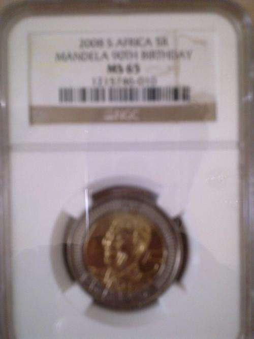 !!!3 X MS65 MANDELA BIRTHDAY R5 NGC GRADED!!!ONE BID ONE COIN