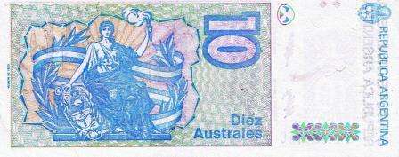 Republica Argentina Deiz Australes bank Note VF