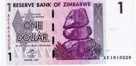 Zimbabwe One Dollar Bank Note 2007 UNC