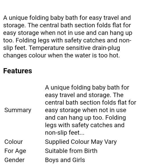 Baby folding bath colour pink and blue
