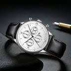 Fashion mens watches casual  military  sport watches  leather belt  faux chronograph quartz