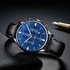 Fashion mens watches casual  military  sport watches  leather belt  faux chronograph quartz