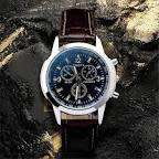 1 pcs fashion watch  men leather strap simulation  three eyes dial luminous outdoor  quartz watch.