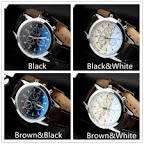 1 pcs fashion watch  men leather strap simulation  three eyes dial luminous outdoor  quartz watch.
