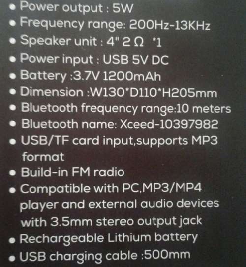 Portable Bluetooth speaker build_in Fm radio Compatible with pc. mp3/mp4 player and external audio d