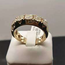 14K Yellow Gold Mens Diamond Band Tennis Pinky Ring Anniversary Gift Engagement Wedding Ring Jewelry