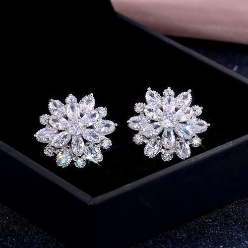 Silver Stud Earrings Fashionable Flower Earring For Women 925 Jewelry