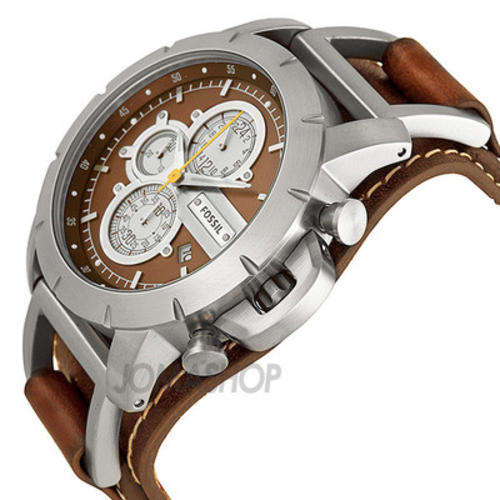Fossil Chronograph Brown Leather Strap Mens Watch JR1157