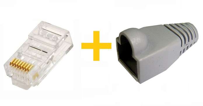 PACK of 25 Cat5e UTP RJ45 Connectors + 25 Boots