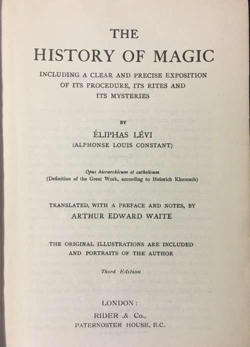 THE HISTORY OF MAGIC by ELIPHAS LEVI - hard cover