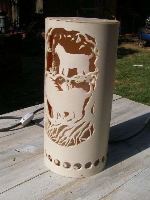 Great Vintage Ethnic lamp - Lions in the bush