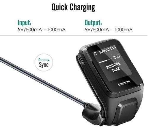 TomTom Adventurer Charger Dock, USB Data Sync Charge Cradle Dock Charger with 1M Charging Cable