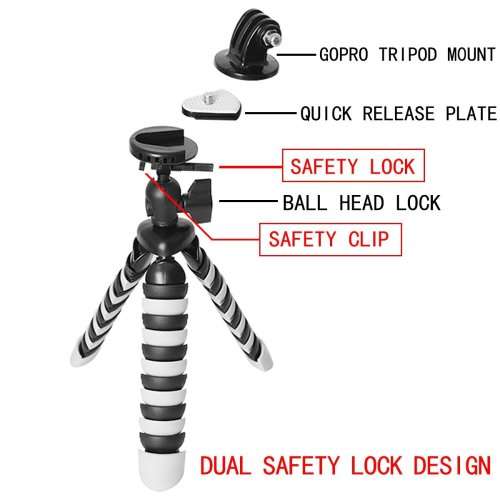 Fantaseal DSLR Camera + Action Cam Mini Tripod 2-in-1 Flexible Stand Tripod for GoPro