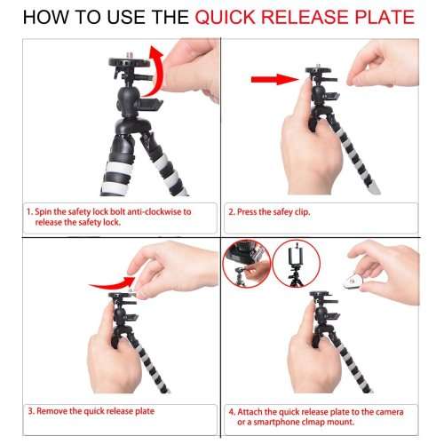 Fantaseal DSLR Camera + Action Cam Mini Tripod 2-in-1 Flexible Stand Tripod for GoPro