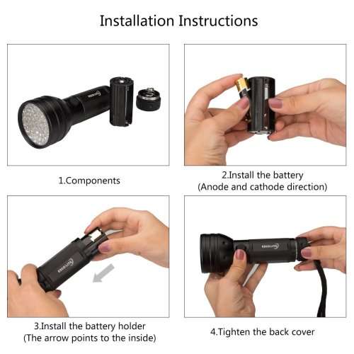 Escolite UV Flashlight Black Light, 51 LED 395 nM Ultraviolet Blacklight Detector
