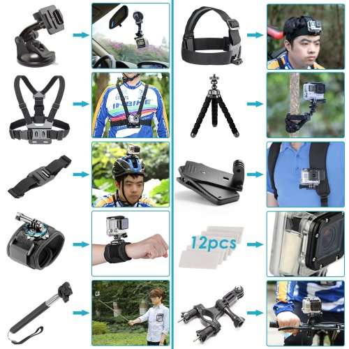 Neewer 50-In-1 Action Camera Accessory Kit for GoPro Hero Session/5 Hero 1 2 3 3+ 4 5 6 SJ4000