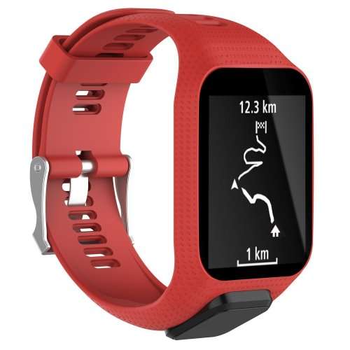 Watch Strap TomTom Runner 2 3/Spark/Spark 3/Golfer 2/Adventurer + 3 Screen Protectors (RED)