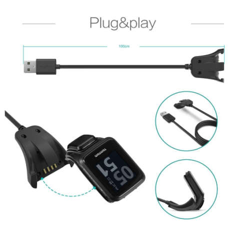 Charger For TomTom Runner 2 3/Spark 1 3/Golfer 2/Adventurer (100cm),Replacement USB Charger