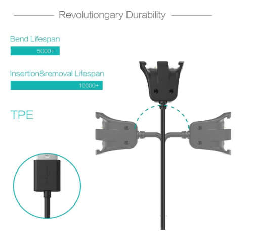Charger For TomTom Runner 2 3/Spark 1 3/Golfer 2/Adventurer (100cm),Replacement USB Charger