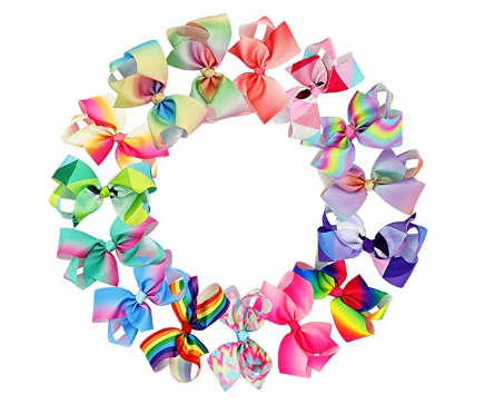 15 Pcs 15cm Grosgrain Ribbon Toddlers Baby Girls Hair Bows Rainbow Bow Hair Accessories Alligator