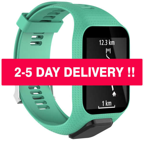 Watch Strap TomTom Runner 2 3/Spark/Spark 3/Golfer 2/Adventurer + Screen Protectors - CYAN
