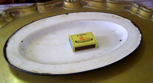 Vintage Enamel Oval Plate