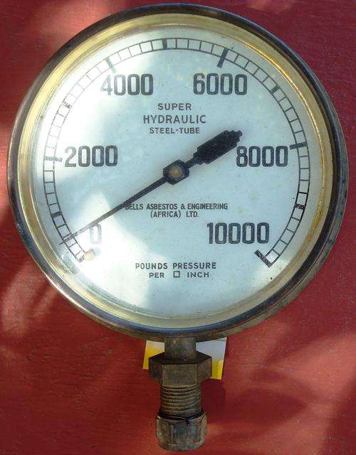 Vintage Brass Steam Pressure Gauge.