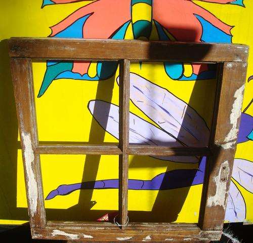 Vintage  wooden window frame.