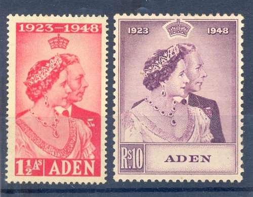 ADEN *** SG 30-31 *** CV = R889 *** MM *** Silver anniversary 1923-1948