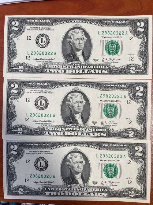 USD $2 seldom seen unc condition price for all 3