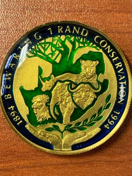 1994 Silver R1 enamelled coin, actually very well amended