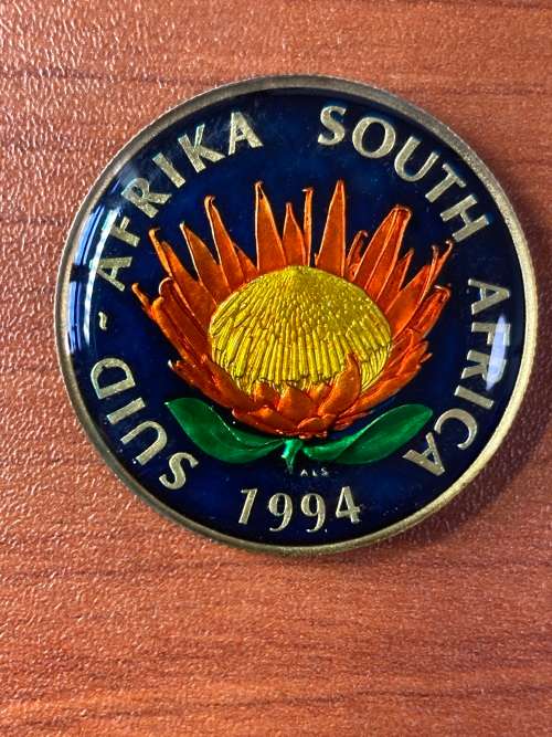 1994 Silver R1 enamelled coin, actually very well amended