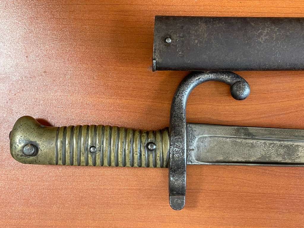 Scarce antique 19th Century variant of the French Model 1866 unmarked Sword Bayonet for the Chassepo
