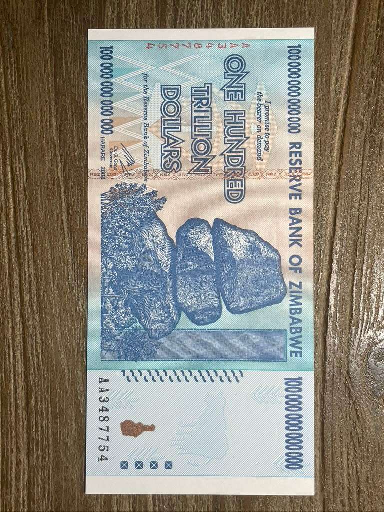 Zimbabwe  ***  100 TRILLION  ***  Scarce  ***  Highest and most desireable note