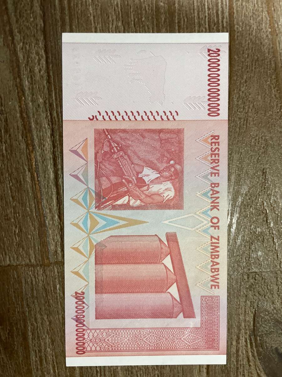 Zimbabwe *** 2008 **** 20 trillion dollars *** elusive notes, going up in price