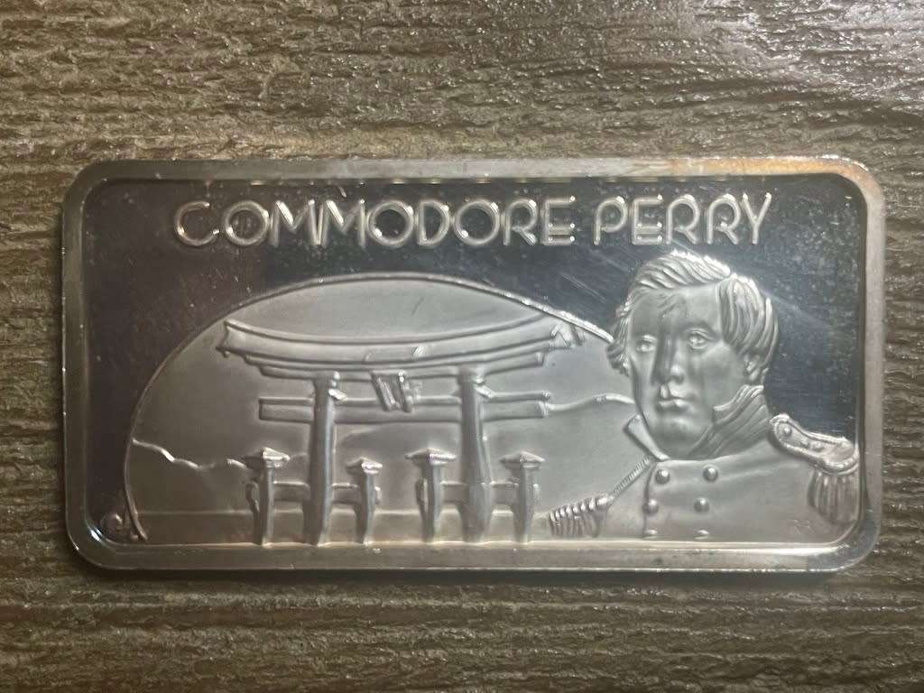 Silver 1 oz *** Commodore Perry *** 1976 Hamilton Mint selling for appr R1800 on ebay