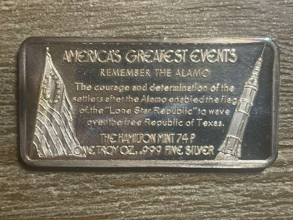 Silver 1 oz *** Remeber the Alimo *** 1976 Hamilton Mint do your research